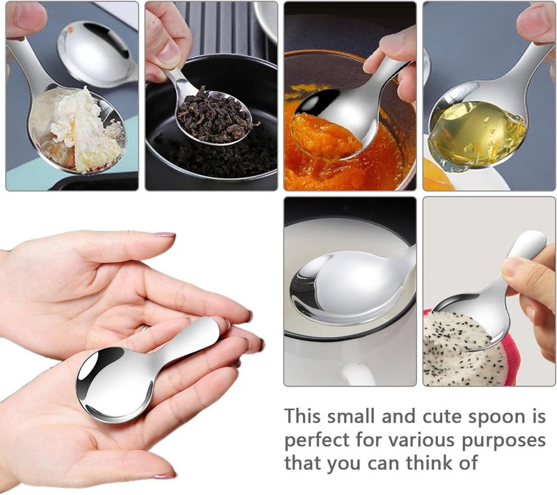 ICSTM Small Scoops for Canisters,4 Pcs Coffee Scoops,Short Handle Spoons for Salt Sugar Condiments Coffee Tea Dessert (Silver) - Image 2